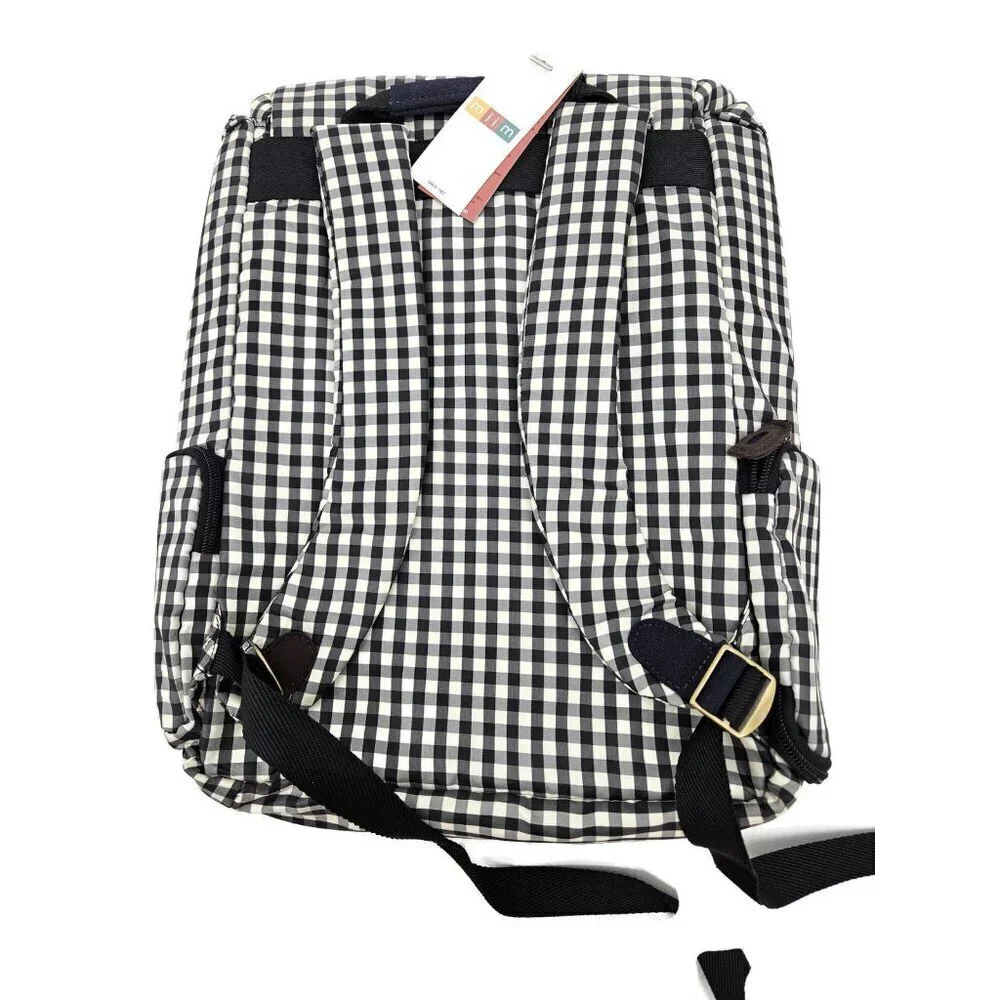 New Miim Cube Backpack Black Ivory Check Gingham for 13